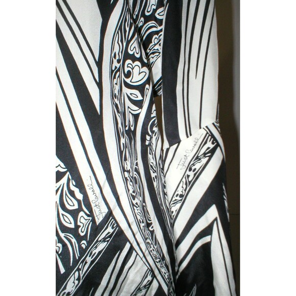 New NWT Womens 10 Italy Designer Silk Blouse Just Cavalli 46 Black White Bell - Picture 10 of 11
